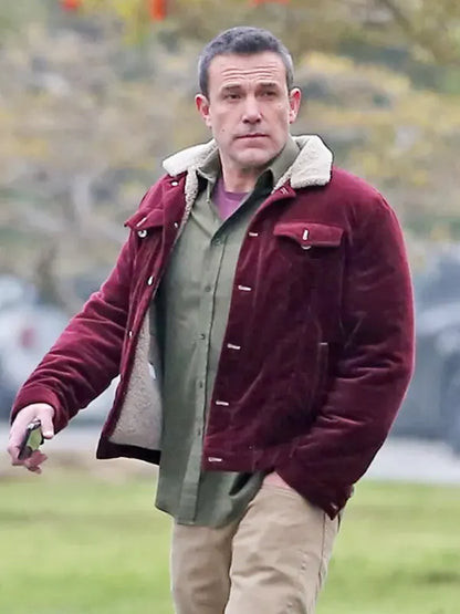 Ben Affleck The Accountant 2 Christian Wolff Maroon Sherpa Jacket