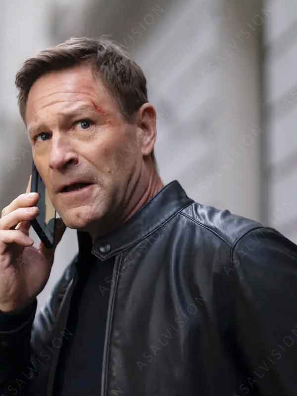 Ben Malloy Movie Chief of Station 2024 Aaron Eckhart Black Leather Jacket