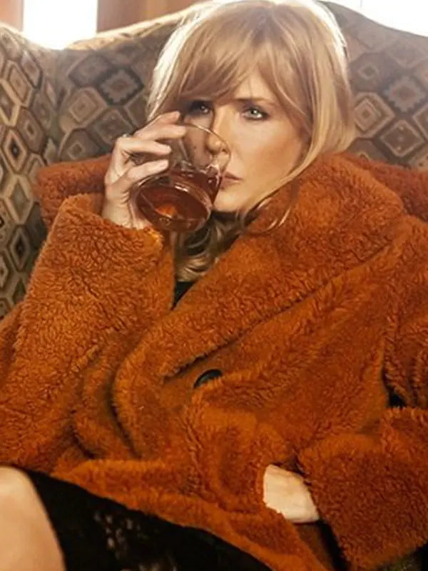 Beth Dutton Yellowstone Kelly Reilly  Orange Fur Coat