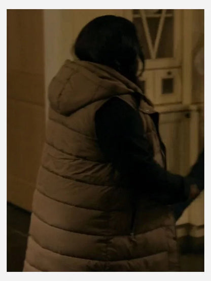 Bethany Brown Hooded Puffer Long Vest