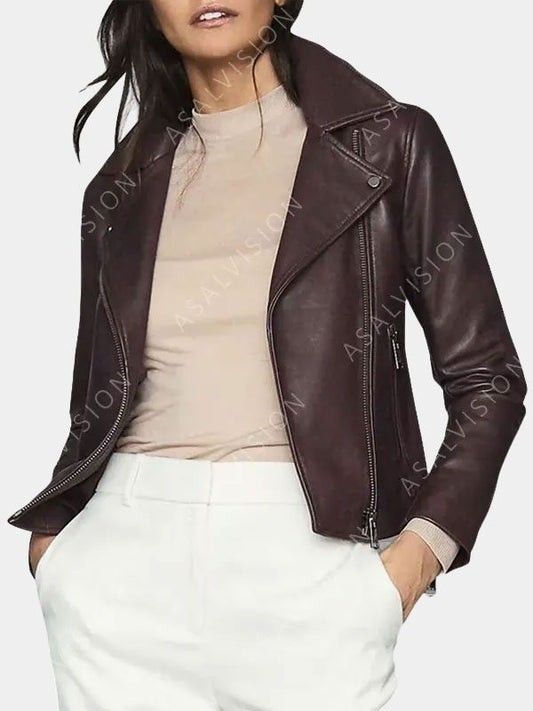 Big Sky Jenny Hoyt Brown Leather Biker Jacket