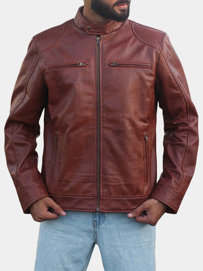Biker Lambskin Leather Jacket For Men