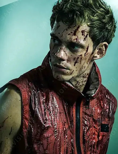 Bill Skarsgård Movie Boy Kills World 2024 Red Polyester Vest