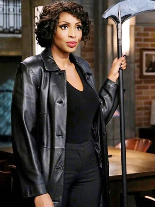 Billie Supernatural Season 15 Black Leather Trench Coat