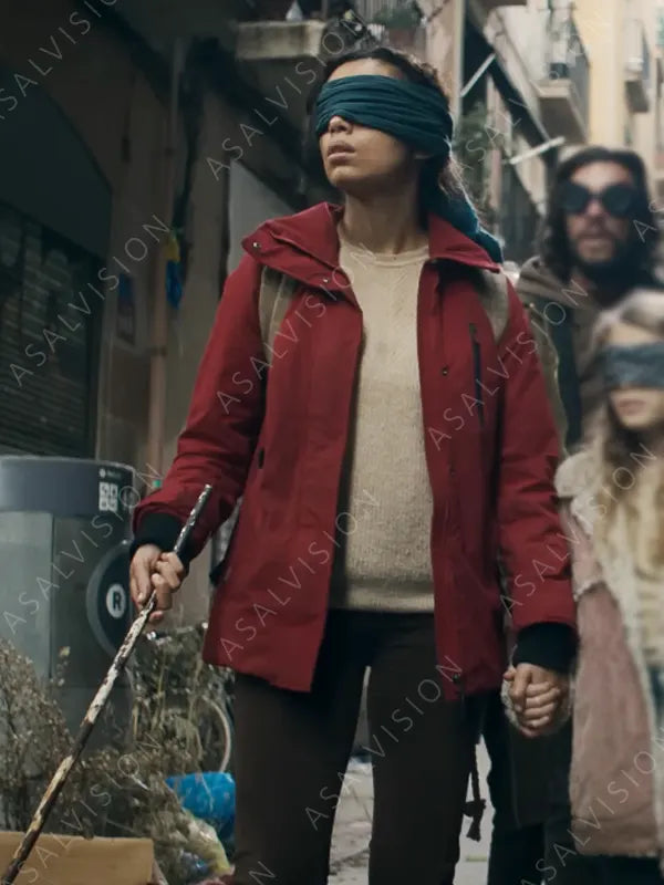 Bird Box Barcelona 2023 Georgina Campbell Red Jacket