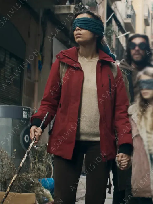 Bird Box Barcelona 2023 Georgina Campbell Red Jacket