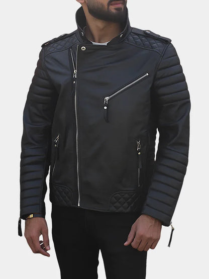 Black Biker Leather Jacket For Men