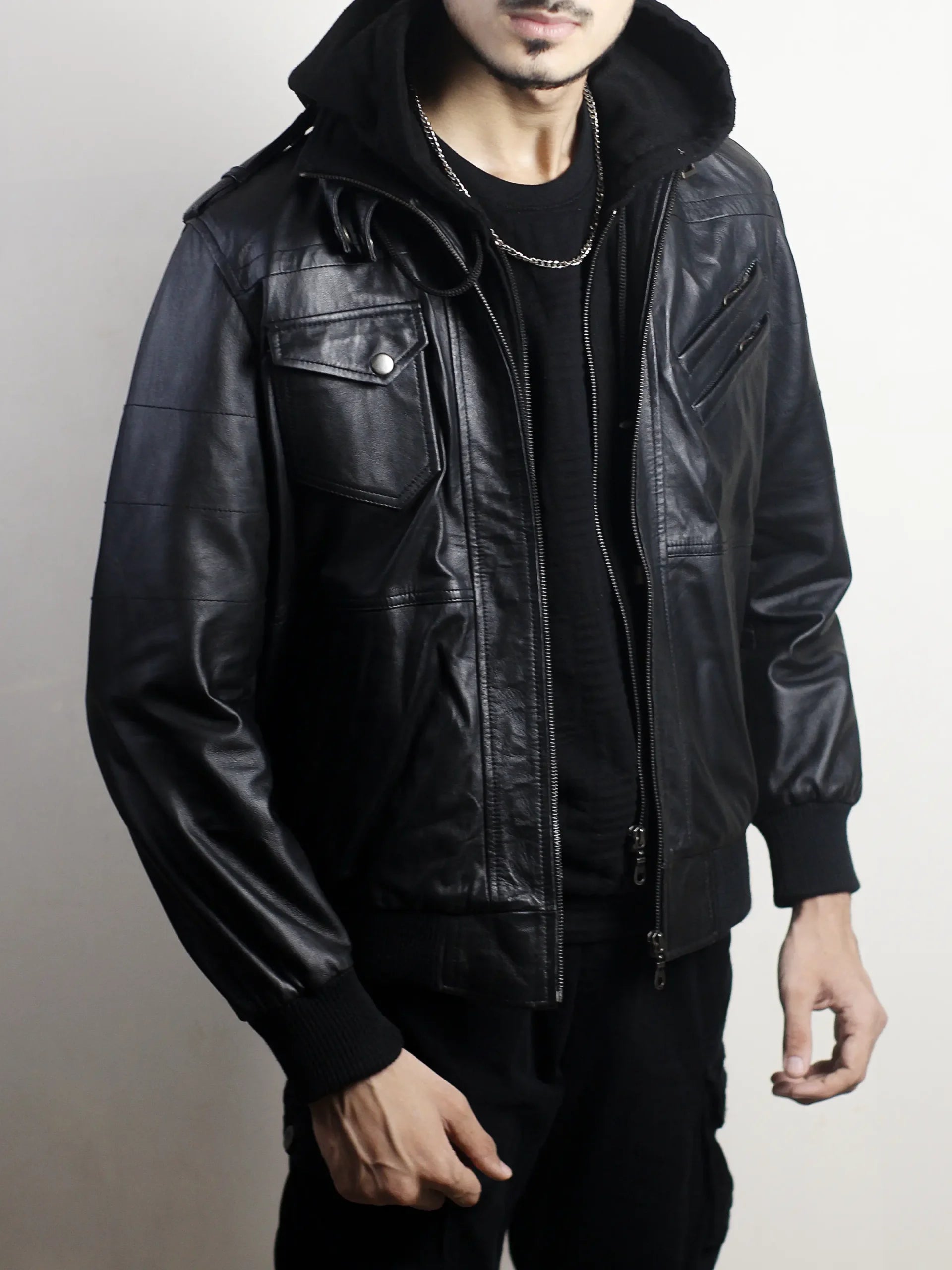 Black Bomber Biker Jacket