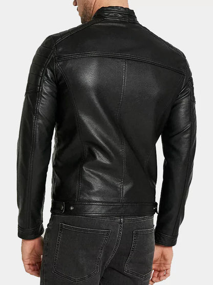 Black Cafe Racer Moto Real Leather Jacket