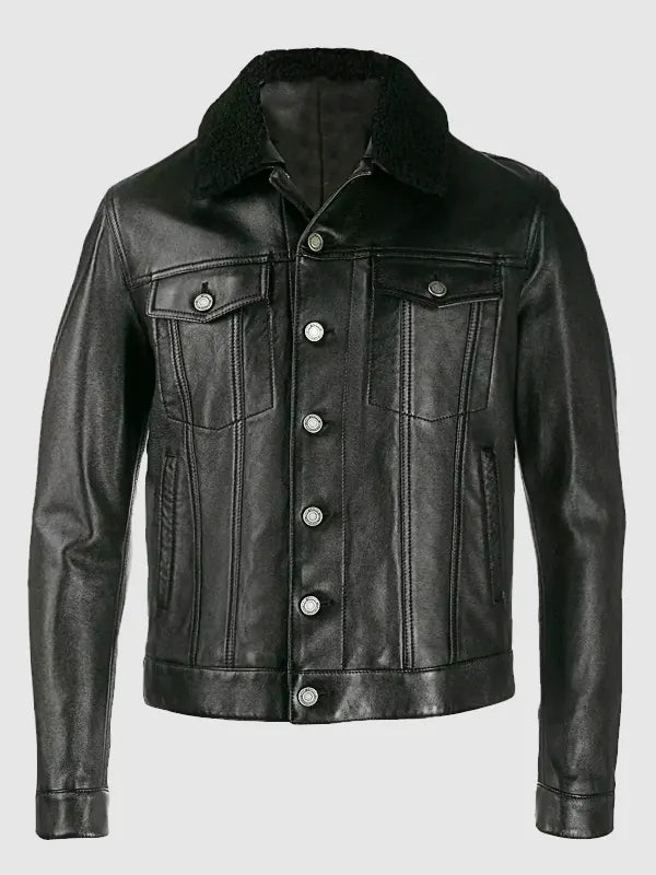Black Fur Collar Trucker Jacket