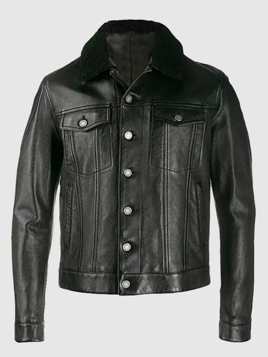 Black Fur Collar Trucker Jacket