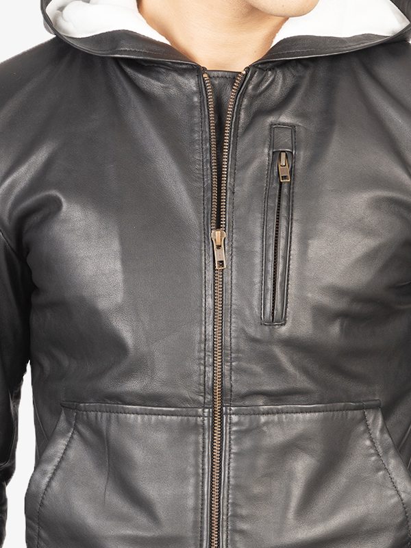 Black Hooded Jacket For Men's
