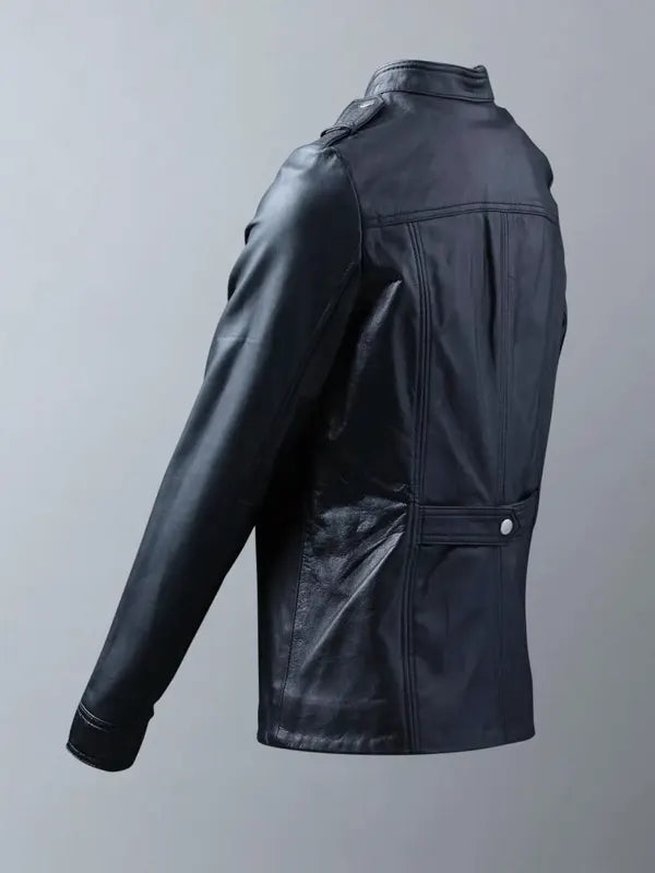 Black Leather Fashion Jacket For Women's