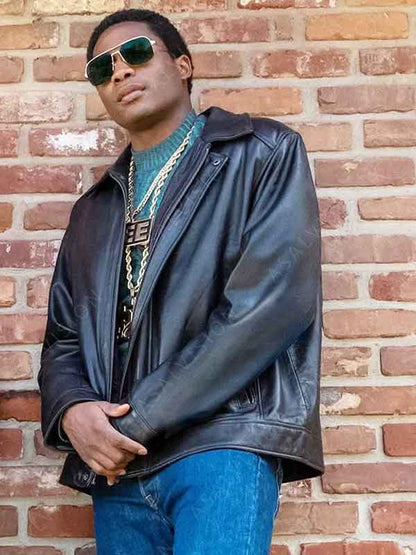 Black Mafia Family BMF Terry Black Leather Jacket