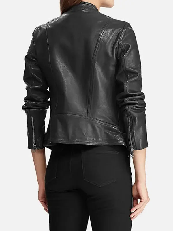 Women's Black Slim Fit Biker Leather Jacket