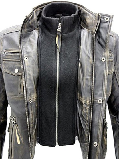 Black Vintage Moto Brando Real Leather Jacket