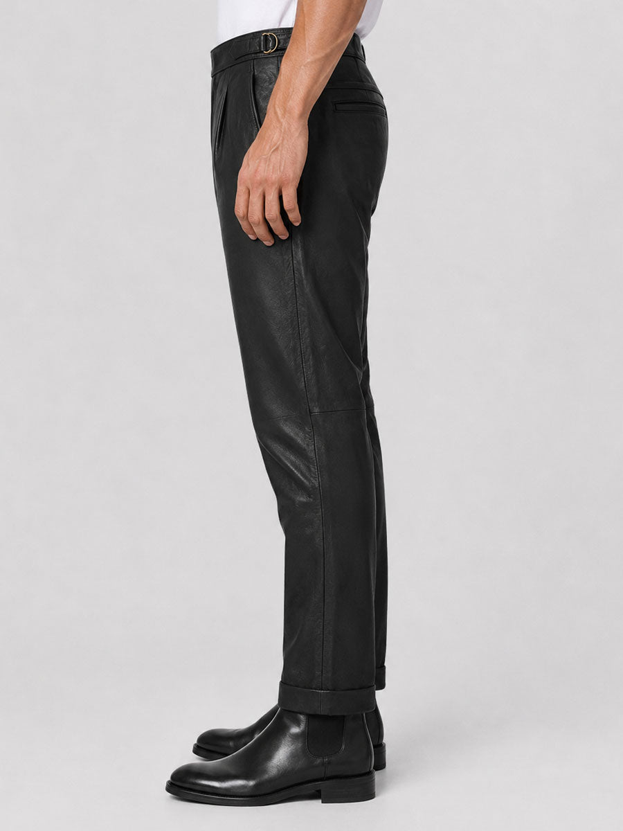 Black Leather Gurkha Pants