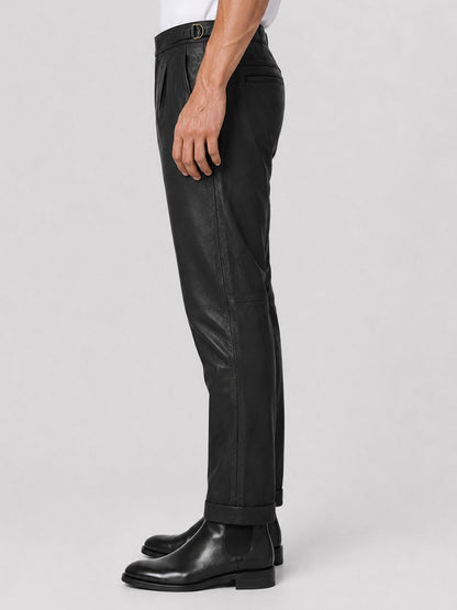Black Leather Gurkha Pants