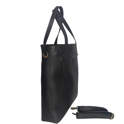 Black Leather Tote Bag For Men And Women