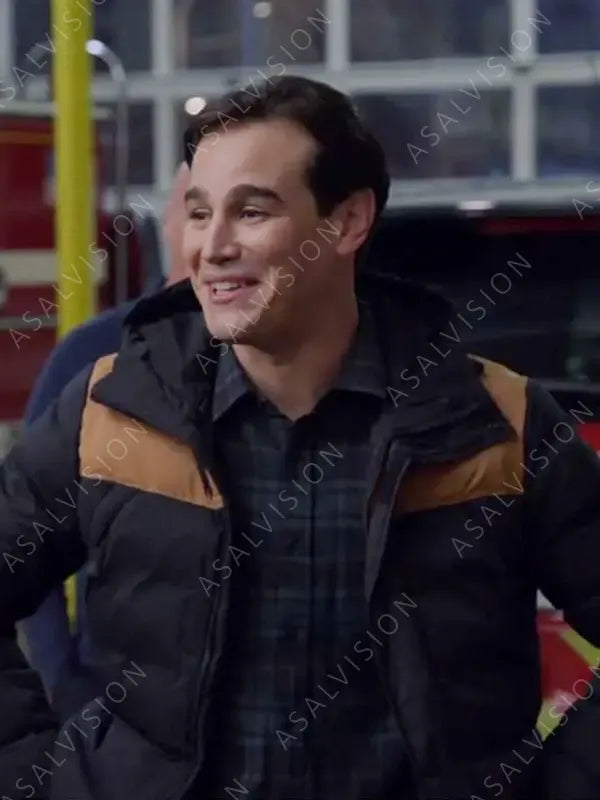 Blake Gallo Chicago Fire S12 Alberto Rosende Black And Brown Hooded Jacket