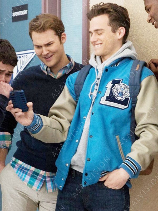 Blue Baseball Bomber Varsity  Jacket