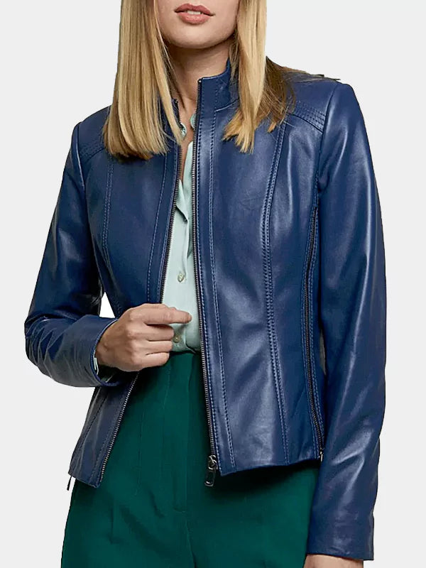 Blue Biker Jacket Women