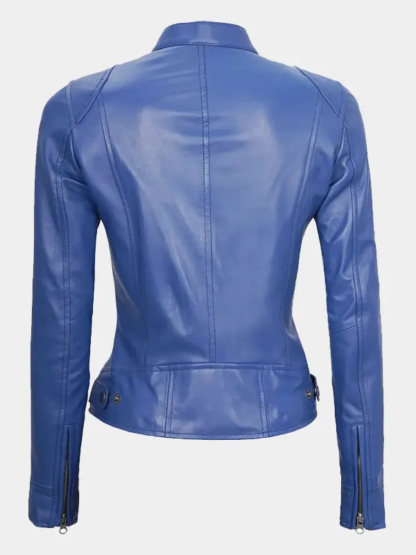 Blue Leather Jacket For Women
