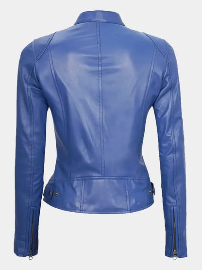 Blue Leather Jacket For Women