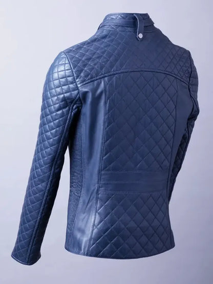 Blue Leather Jacket For Women's