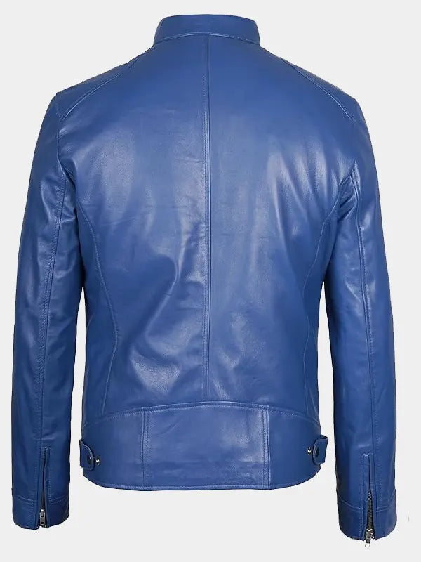 Blue Men’s Cafe Racer Lambskin Jacket