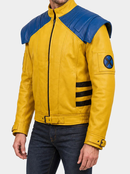 Blue And Yellow Leather Jacket