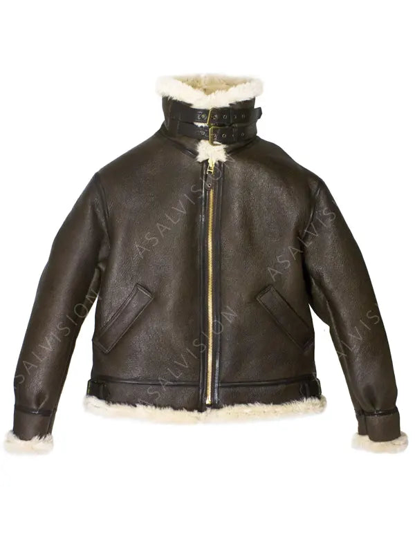 Bomber Brown Shearling Leather Jacket