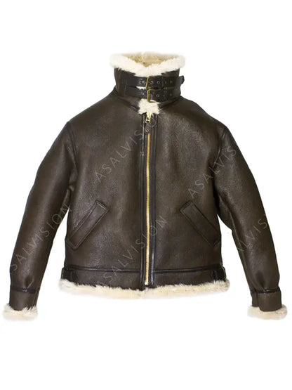 Bomber Brown Shearling Leather Jacket