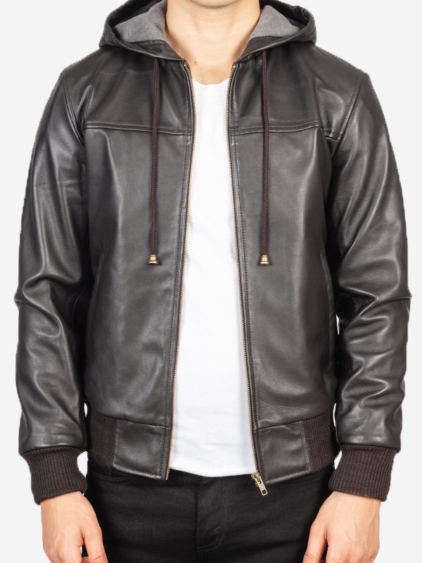 Bomber Leather Jacket With Hood