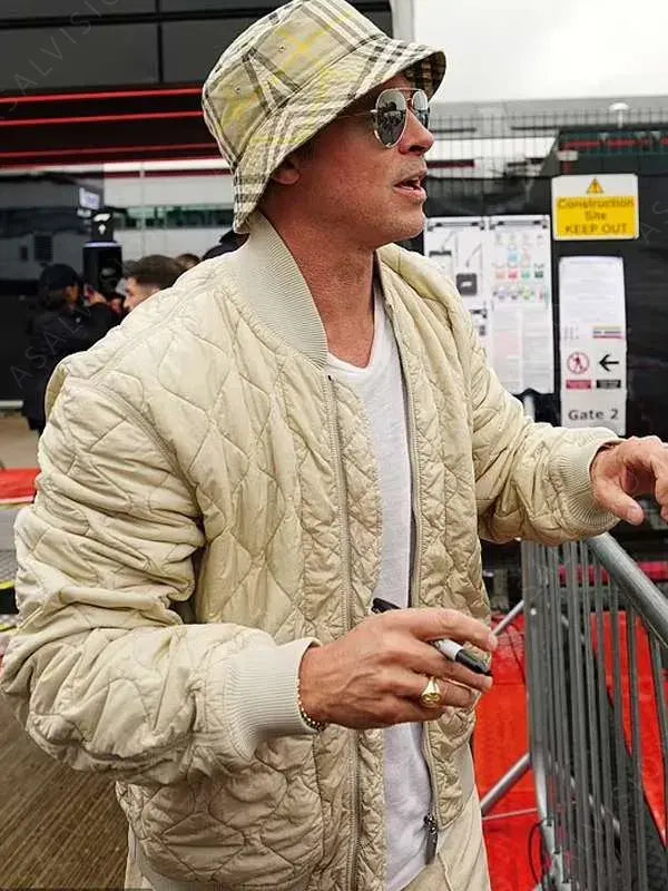 Brad Pitt Formula 1 (F1) 2025 Sonny Hayes Quilted Bomber Jacket
