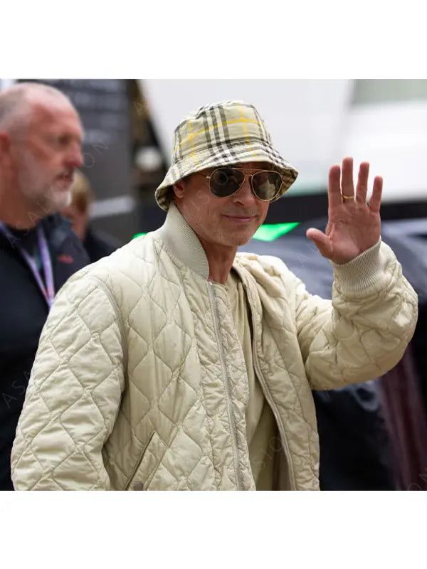Brad Pitt Formula 1 (F1) 2025 Sonny Hayes Quilted CreamJacket