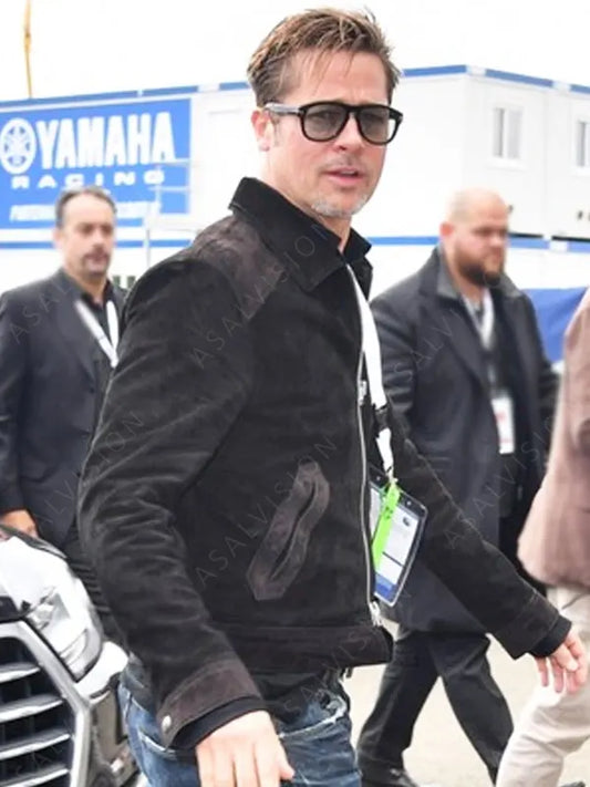 Brad Pitt Formula 1 (F1) Movie 2025 Sonny Hayes Black Suede Jacket