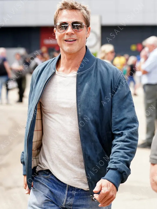 Brad Pitt Silverstone F1 Movie Blue Bomber Jacket