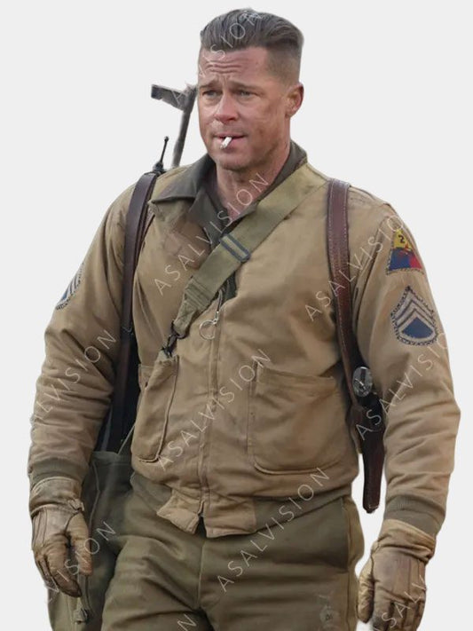 Brad Pitt WW2 Fury Wardaddy Bomber Jacket