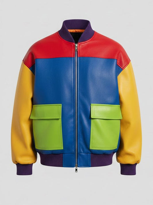 Breakline Patchwork Faux Leather Jacket