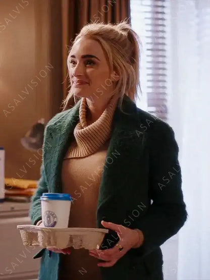 Brianne Howey Green Wool Coat