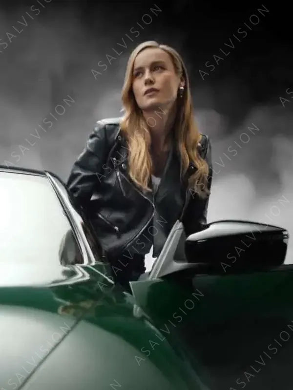 Brie Larson Fast X 2023 Tess Black Biker Leather Jacket