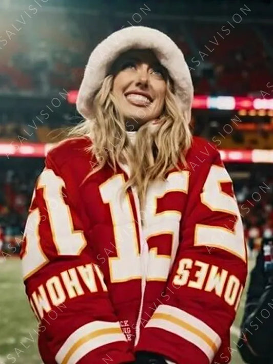 Brittany Mahomes Kristin Juszczyk Red Puffer Jacket