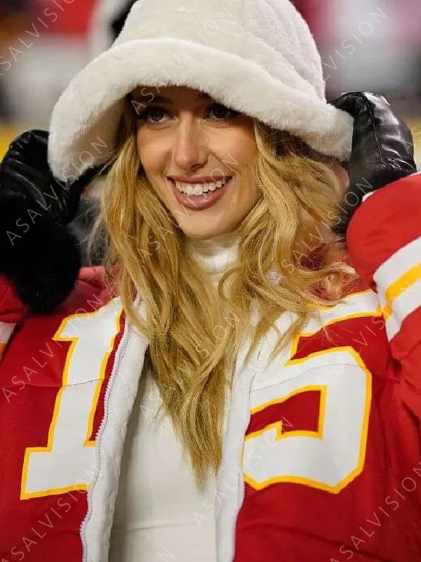 Brittany Mahomes Red Puffer Jacket