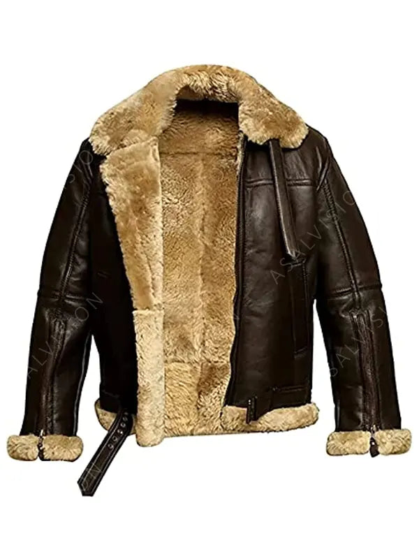 Brown Bomber Shearling Leather Jacket