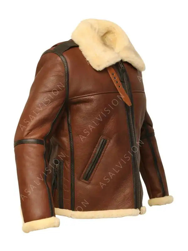 Brown Bomber Shearling Leather Jacket