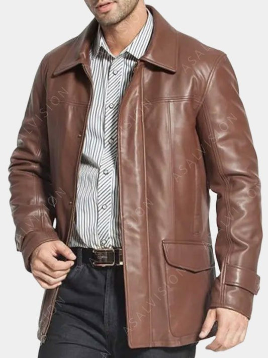 Brown Fashion Leather Coat