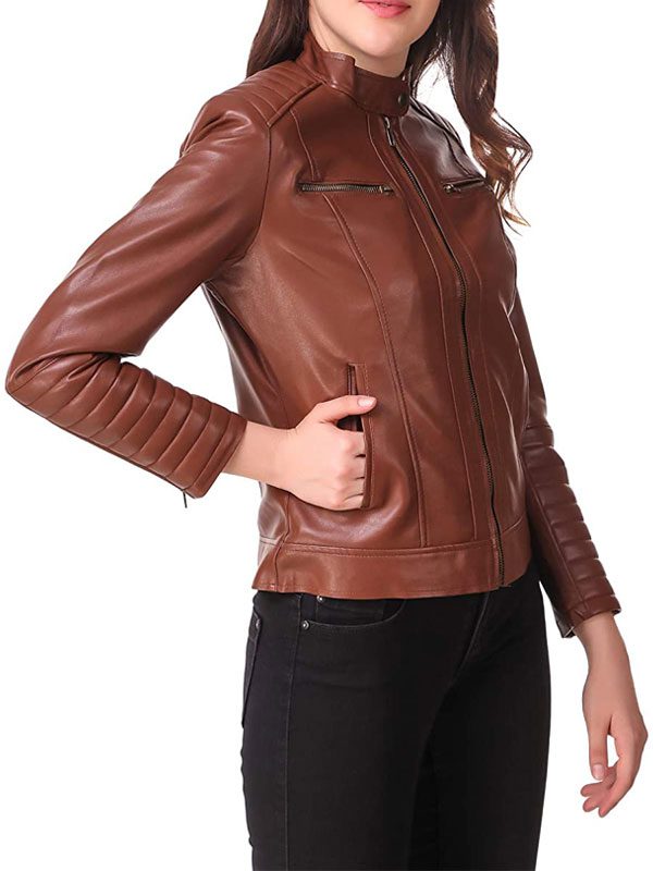 Women's Brown Motorcycle Leather Jacket