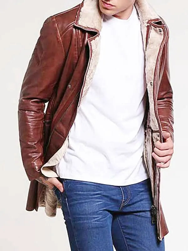 Brown Shearling Leather Coat