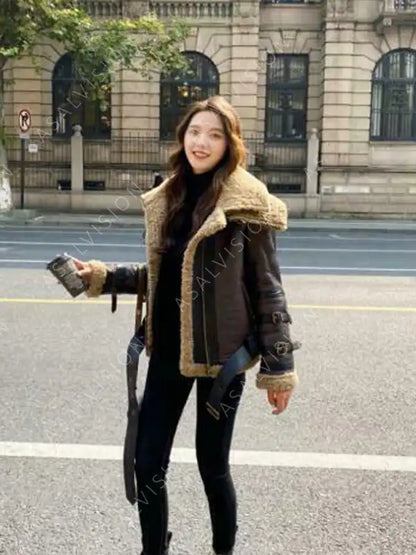 Brown Shearling Leather Jacket